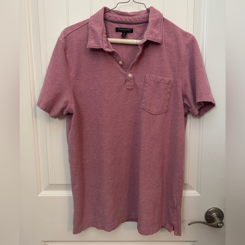 Men's light dusty rose banana republic Polo Shirt large